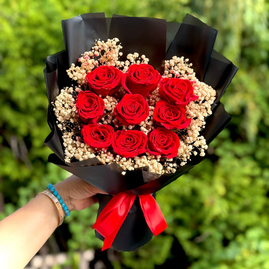 The Red Noir - 9 roses